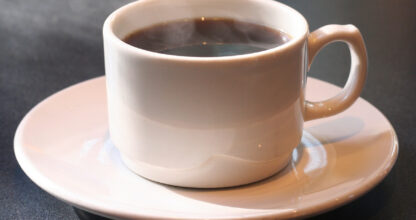 Steaming cup of coffee